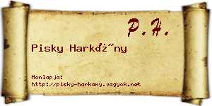 Pisky Harkány névjegykártya